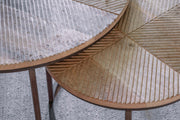 Aasha Carved Mango Wood & Iron Nesting Coffee Tables - Natural - (Set of 2)