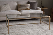 Gilasi Cast Metal & Glass Coffee Table - Antique Brass