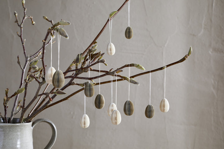 Piani Mini Hanging Paper Decoration - Natural & Moss - (Set of 12)